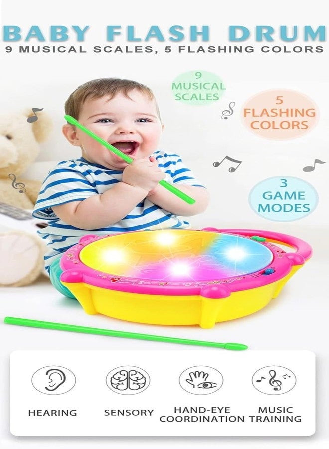 Adimac Colorful LED Light-Up Musical Drum Toy for Toddlers - Interactive Electronic Learning Drum Set with Sticks, Sounds & Music - Educational Baby Toy - Image 2
